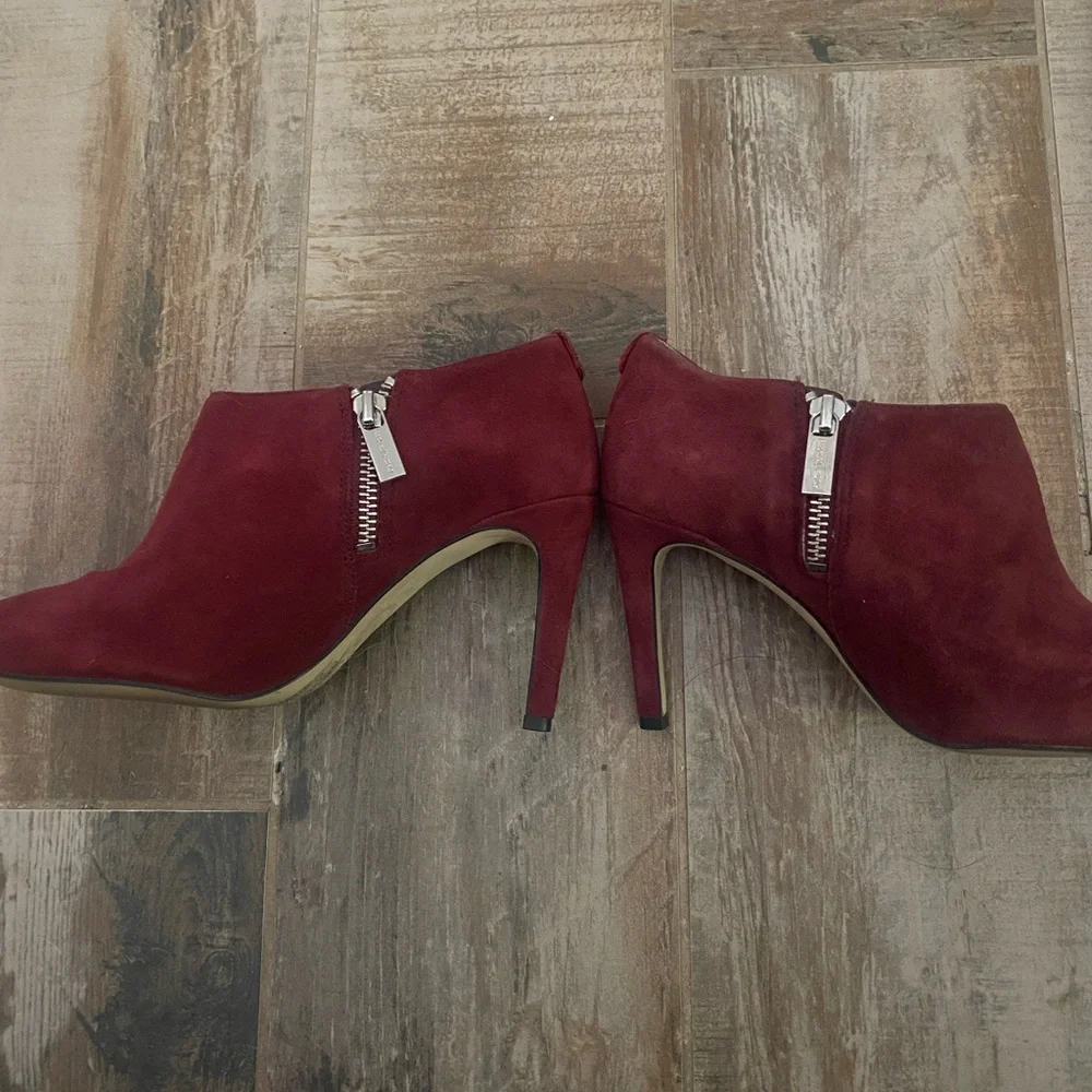 Michael Kors Deep Red Suede Ankle Boots - Picture 5 of 9